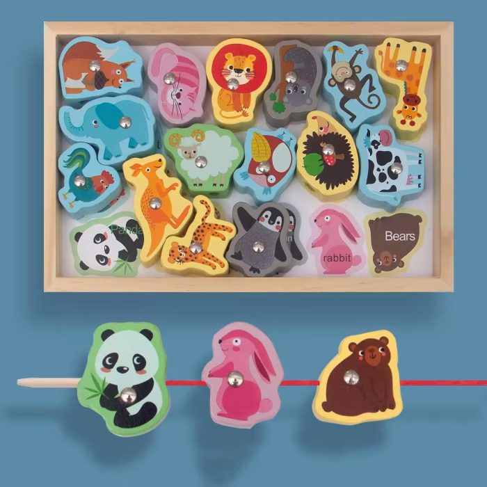 Wooden DIY Beaded Toy Magnetic Fishing Game