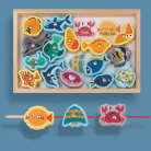 Wooden DIY Beaded Toy Magnetic Fishing Game